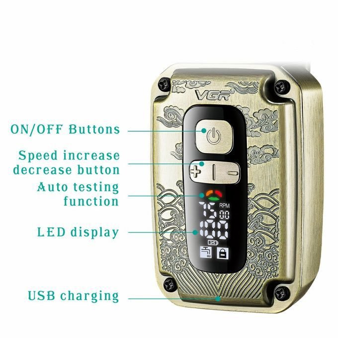 ماكينة حلاقة قابلة للشحن في جي ار، استخدام جاف ومبلل، ذهبي - V-337 - الصورة 3