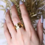 خاتم نسائية مطلي بالذهب