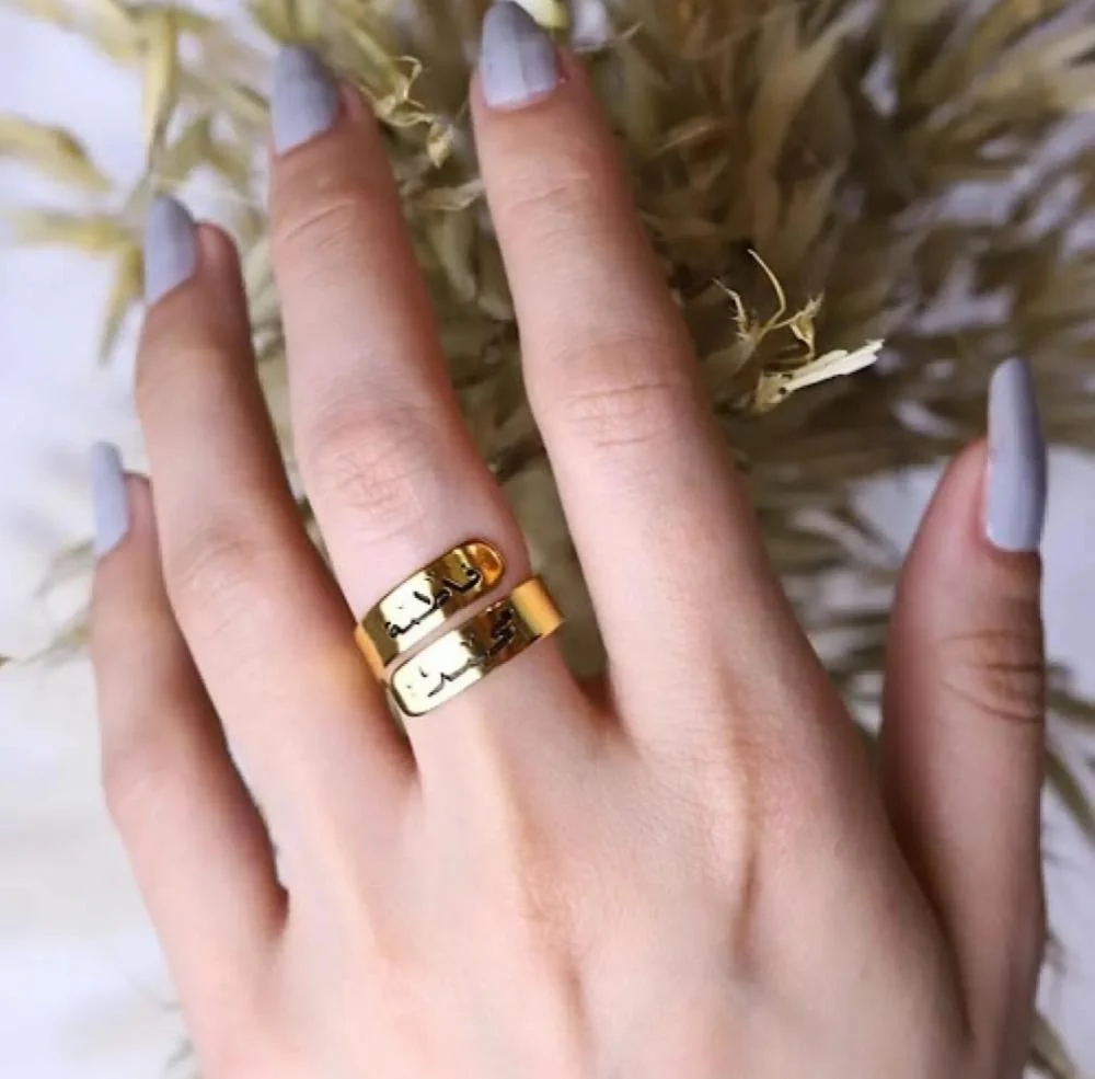 خاتم نسائية مطلي بالذهب