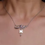 سلسال رقبة بتصميم الفراشة واللؤلؤ