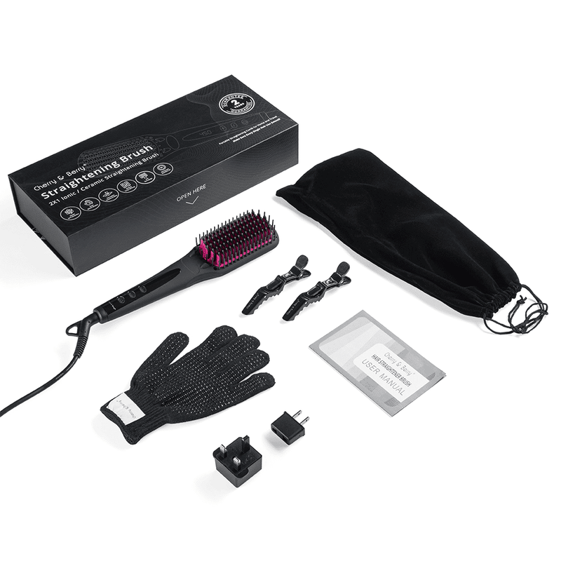 فرشاة فرد الشعر سيراميك ايونية شيري اند بيري، 230 درجة سليزيوس - 450 فهرنهايت، اسود وارجواني - AD-039 - الصورة 2