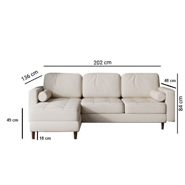 كنب زاوية شكل حرف L كايا - بيج - الصورة 2