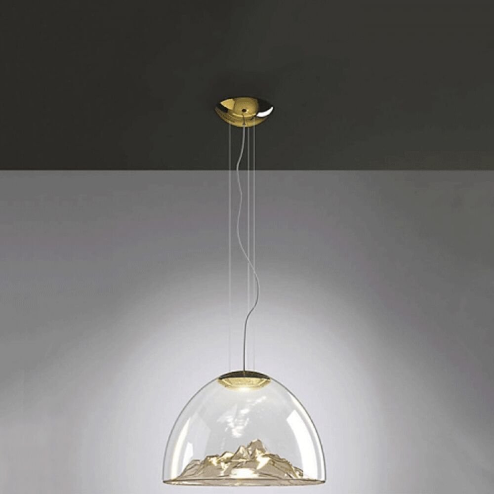 إضاءة معلقة قبة وجبل 12 وات زجاج - ذهبي